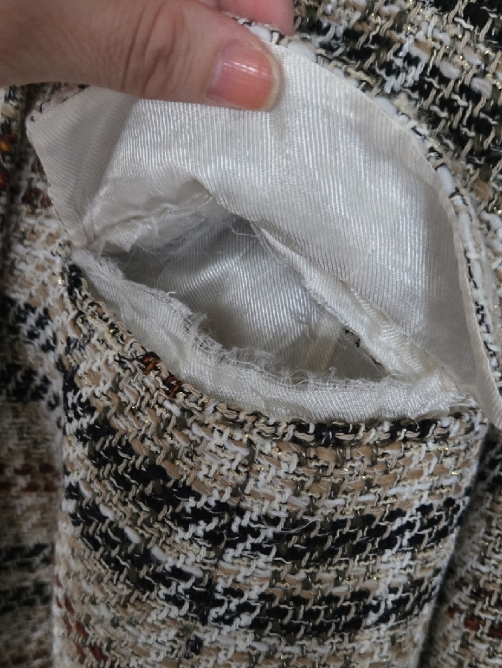 Zara Beige Multi Plaid Double-Breasted Blazer - Picture 5 of 15